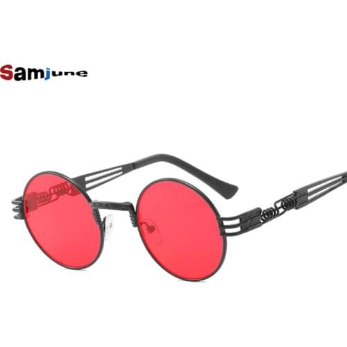 Samjune Luxury Metal Sunglasses Men Round Sunglass Steampunk Coating Glasses Vintage Retro Lentes Oculos of Male Sun