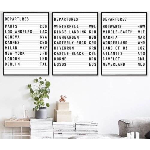 Departure List Paris Daylight Design Posters On Nordic Style Canvas Painting The Wall Pictures for Living Room Decoration