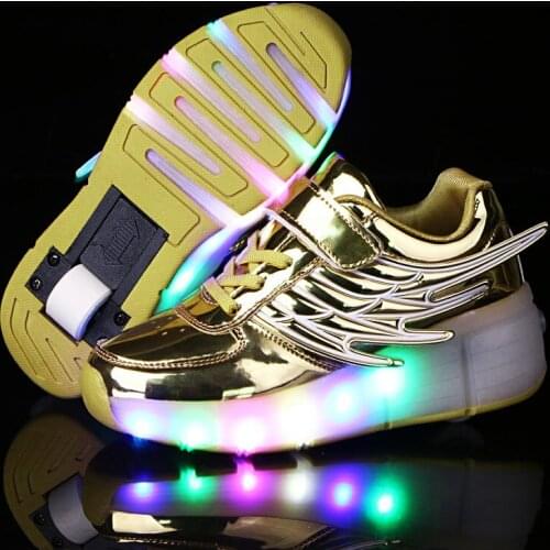 Child Girls Boys Glowing shoes LED Light Roller Skate Shoes For Children Kids wheel Sneakers With Wheels Pink Black