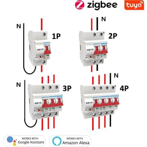 Smart Life(tuya) App 4p WiFi Smart Circuit Breaker Timer Overload Short Circuit Protection With Alexa Google Home Assistant For