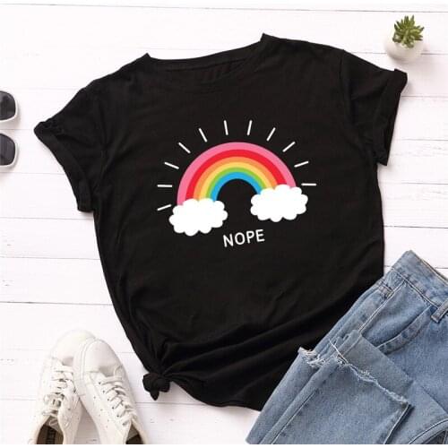 Female TShirt Women Shirts Plus Size S-3XL Rainbow Print Women T-Shirt O Neck Short Sleeve Summer Tops T Shirt
