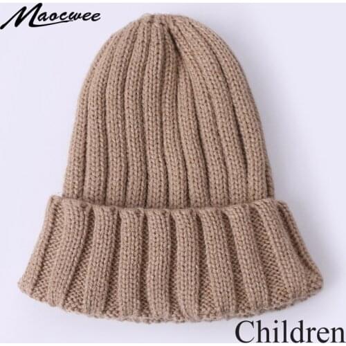 Winter Hats for Children Beanies Knitted Solid Color Cute Hat Girls Autumn Female Beanie Caps Warmer Bonnet Kid Casual Bonne Cap