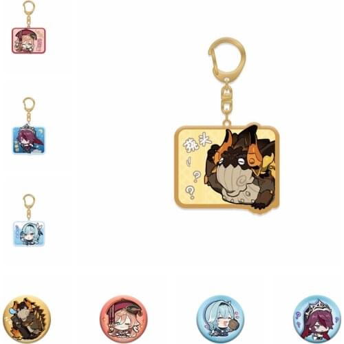 Anime Badge Brooch Dragon King Yan Fei Rosaria Eula Cosplay Diy Jewelry Game Genshin Impact Acrylic Pendant Halloween Keychain