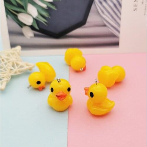 10 Mini Ducks Charms For DIY SLimE Flatback Resin Kawaii Cabochons Duckies Miniature Duck Charms Pendants Jewelry Findings KL39D