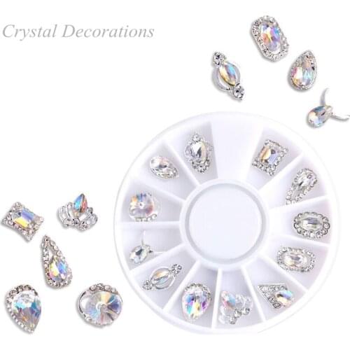 12pcs/box Charm Crystal Alloy 3D Nail Art Rhinestone Decorations Shiny Diamond Jewelry Designs Manicure DIY Accessories