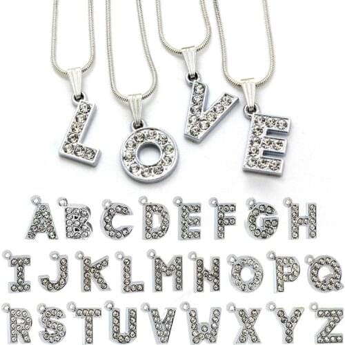 26 pcs/lot 14mm Charm Silver color English Letters DIY Accessories Pendant for Necklace or Bag