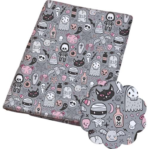 50*140 cm Halloween cartoon patroon polyester katoen patchwork gedrukt tissues kinderen thuis textiel pop jurk gordijnen