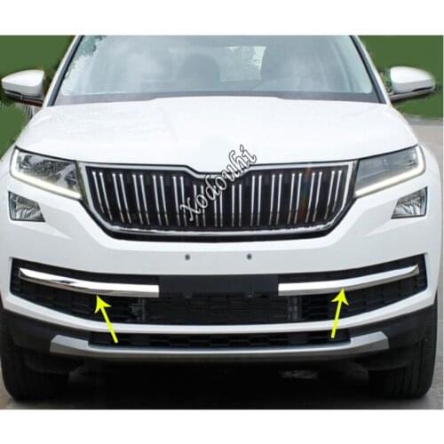 Car Stticker Body Stainless Steel Protection Trim Front Up Grid Grill Grille Racing 2pcs For Skoda Kodiaq 2017 2018 2019 2020