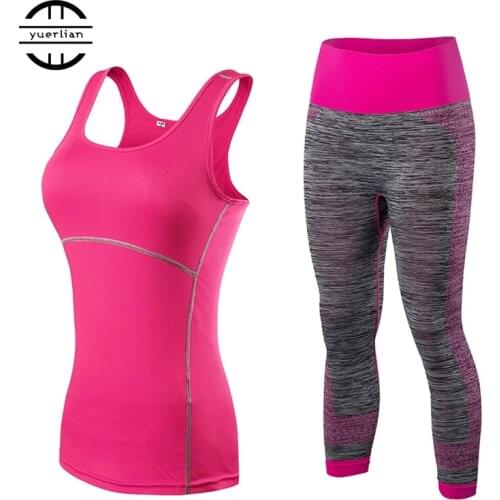 Quick Dry sportswear Gym Tracksuit Leggings Female T-shirt Costume Fitness Tights Sport Suit Yoga Set Women