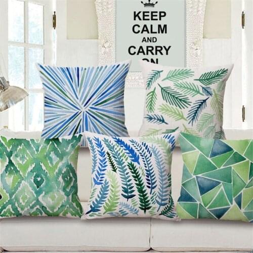 ZXZXOON Decorative throw pillow case cover green leaf square cushion cover for sofa home capa de almofadas 45x45cm