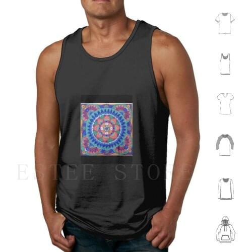 Blues And Orange Mandala Design Tank Tops Vest Sleeveless Mandala Blue Gold Orange Blues