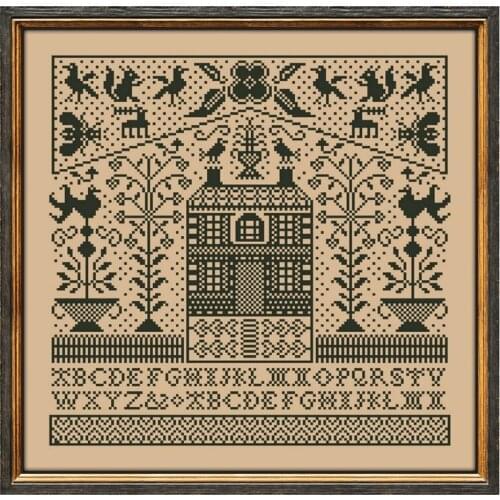 Birds house cross stitch kit simple design cotton silk thread 14ct 11ct linen flaxen canvas embroidery DIY needlework