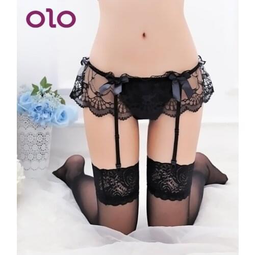 OLO Erotic Lingerie Womens Sexy Underwear Lace Stockings and Garter Belt Suspender Set Top Thigh-Highs Stockings