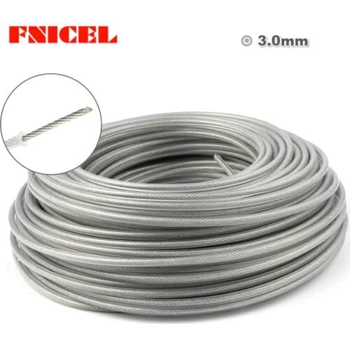 FNICEL 3.0mm Wire Rope Cord Line Grass Trimmer Line Inside with Steel Wire Brush Cutter Nylon Line for Garden Tools Parts