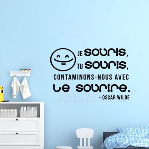 French Vinyl Wall Sticker Quote Je Souris Tu Souris Mural Wall Art Decals for Living Room Home Decor Poster House Decoration