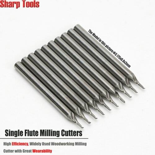 Precision 3.175*0.8*3mm Single Flute End Mill Carbide Tungsten Cutter 10pc Spiral Engraving Bit CNC Router Milling Cutters Tools