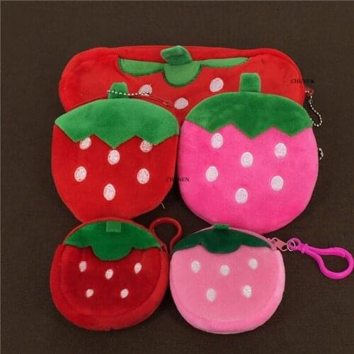 Lovely fruit strawberry plush purse , size 8-20cm Plush purse , keychain Gift plush bag purse