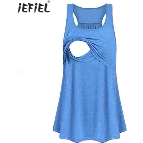 Summer Maternity Nursing Tank Tops Wrap Double Layer Sleeveless Blouse T-Shirt Pregnant Women Breastfeeding Vest Tops Clothes