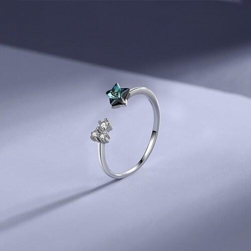 Luckydays Fashion Zircon Star Finger Ring Classic Jewelry For Women Girls Wedding Jewelry