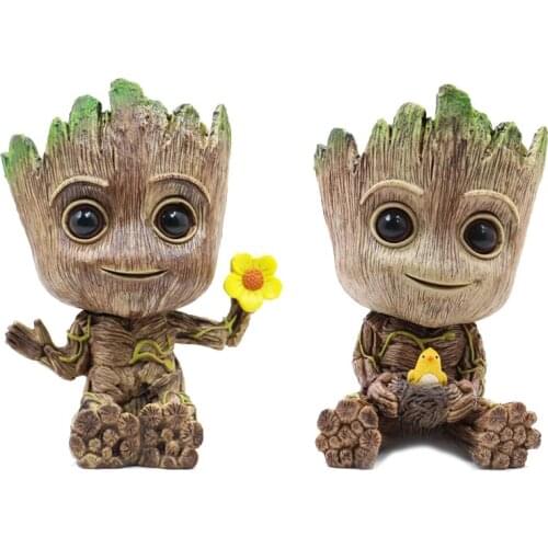 Marvel Guardians of The Galaxy Avengers Cute Tree Flowerpot Pen Pot Figure Model Toys Christmas Gifts for Kids Office Decoration