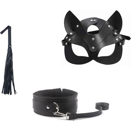 Erotic Cosplay whip eye mask metal anal plug tail sexy half face mask BDSM anal plug couple sex toys stage performance props