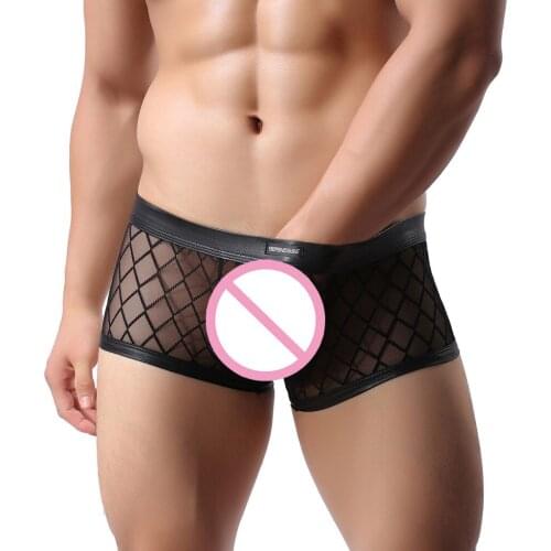 Mens Boxers Sexy Breathable Mesh Underwear Comfortable Large Size Underwear Breathable Panties Solid Underpants Boxers