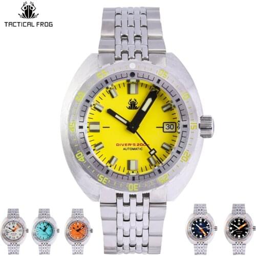 Tactical Frog SUB 300T Diver Watch Mens NH35 Automatic Self Winding Sapphire Crystal 200m Waterproof Men Mechanical Wristwatches
