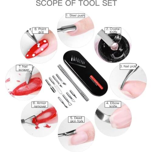 New Portable Eight-in-one Dead Skin Push Steel Portable High-quality Manicure Care Nail Shop Tool Set Pruning Nail Home Tool Set