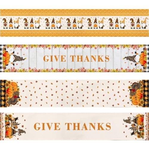 Thanksgiving Table Runner Autumn Harvest Gnome Table Flag Tablecloth Farmhouse Placemat for Dining Table