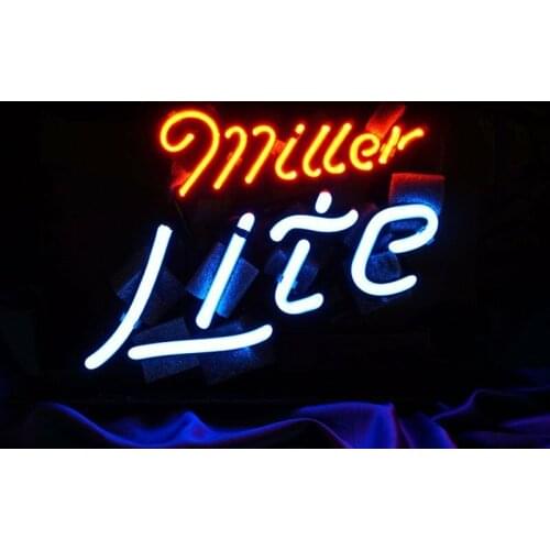 14“ Miller Lite Acrylic Custom Neon Light Lamp Sign Beer Bar Handmade D Real Glass Decorate Home Wall Room Windows Tube Artwork