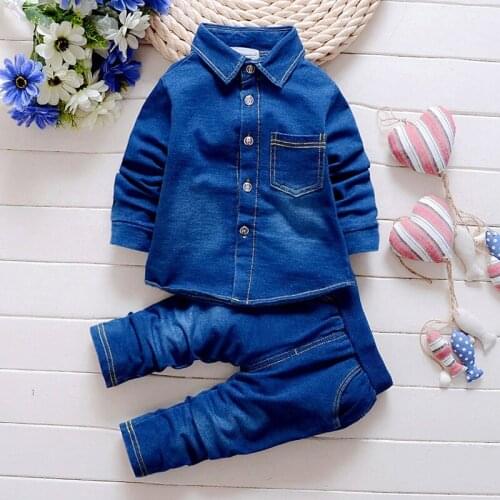 New Baby Boy Set TWO PIECES Denim shirts and Jeans Baby clothes Baby Boy Clothing 6BST040