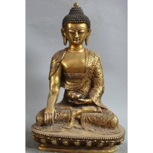 Song voge gem S2256 18 Tibet Tibetan Buddhism Bronze Gild Seat Shakyamuni Amitabha Buddha Statue