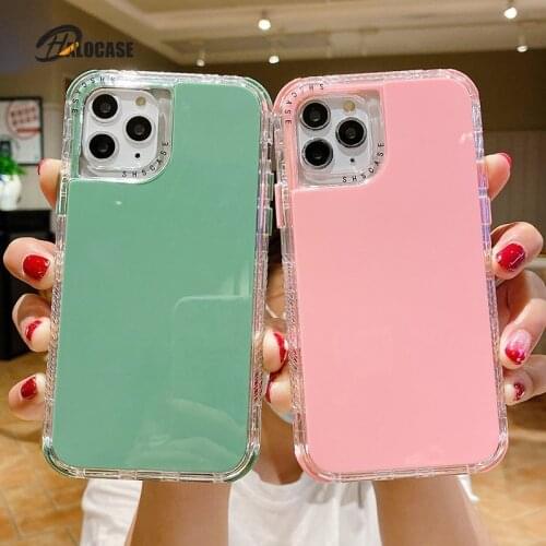 Candy Color Shockproof Bumper Phone Case For iPhone 12 12Pro Max 11Pro Solid Color Soft Back Cover For iPhone 11 11Pro Max XR X