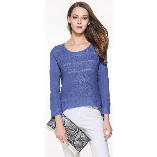 Regular Cotton O-neck Rushed Poncho 2018 Autumn New Pattern Seven Sleeve Knitting Sexy Out Rendering Sweater