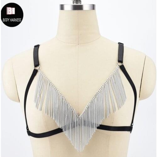 Pastel Goth Body Chain Sexy Lingerie Gothic Top Harness Belt Cage Bra Fetish Rave Wear Bondage Harness Harajuku Body Harness