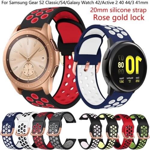 20mm Band for Samsung Galaxy Watch 3 41/42mm/active 2 40 44 Gear S2 Classic S4 silicone smart bracelet Replace strap Accessories