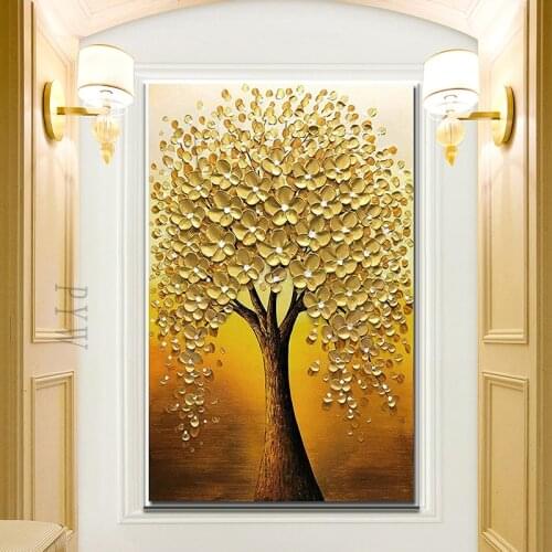 Hand Painted 3D Knife Gold Tree Painting Modern Abstract Paintings Oil Painting On Canvas Home Decoration Luxury For Home Decor