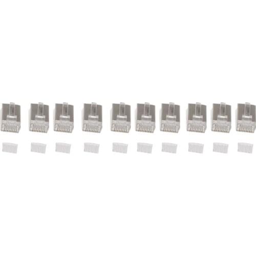 10Pcs RJ45 Network Connector CAT6 Modular Plugs Shielded Version With Loading Bar
