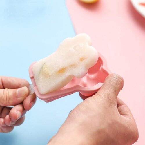 Silicone Ice Cream Mold with Lid Animals Shape Jelly Mold Children Handmade DIY Dessert Popsicle Ice Grid with Popsicle Stick