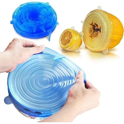 Silicon Stretch Lids 6pcs/set Universal Lid Silicone Food Wrap Bowl Pot Lid Silicone Cover Pan Cooking Kitchen Accessories