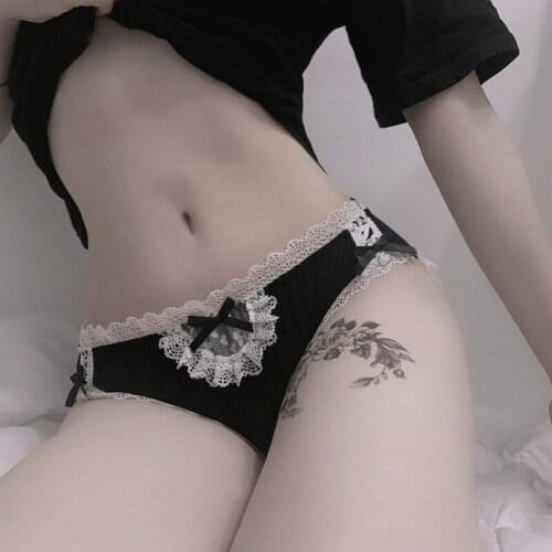 Japanese Girls Kawaii Lace Bow Panties Comfortable Inner Cotton Shorts for Female Erotic Lingerie Woman Sexy Underwear