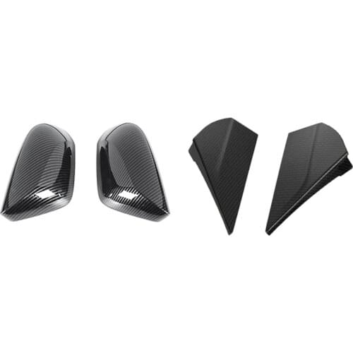 Carbon Fiber Rearview Side Mirror Cover Trim for Toyota C-HR CHR 2016-2018 & Rear Window Spoiler Triple-Cornered Cover