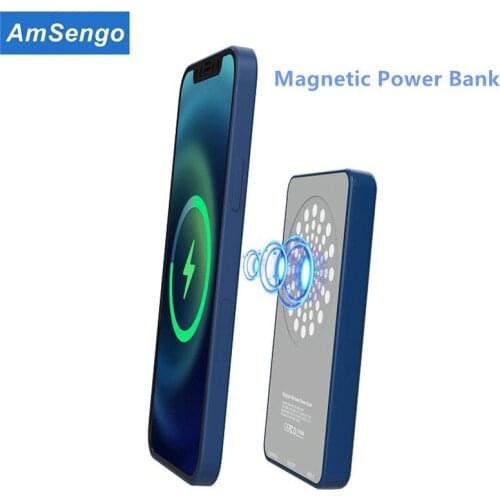 15W For iPhone 12 Mini Max Power Bank Wireless Typc C 5000mAh Portable Charger For iPhone 12 11 Pro Backup Bracket Powerbank