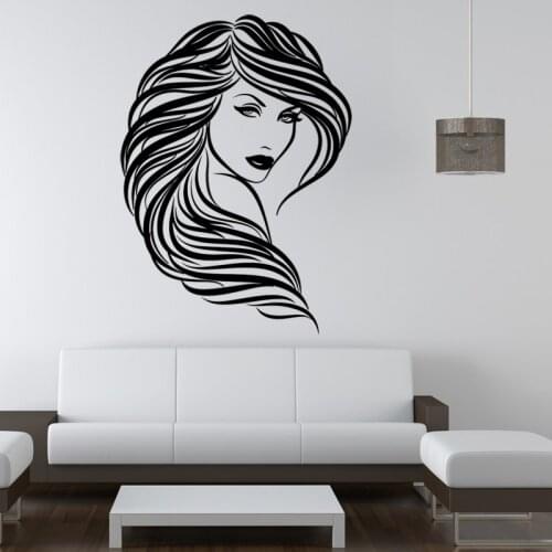 High quality Hairdressing beauty girl wall sticker art hair mural sticker for living room creative home decoration