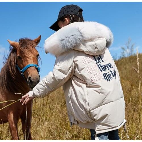 8 10 years Girls Winter Brand Thicken Down Jackets Big Real Fur Hoodies Quality Warm Outfit 3QR