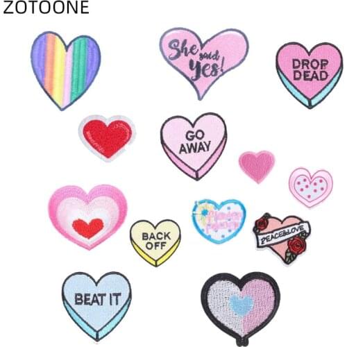 ZOTOONE Sew on Heart Patch Iron on Letter Badge Heat Transfer for Clothes Jeans DIY Embroidered Patches for Kids Applique G