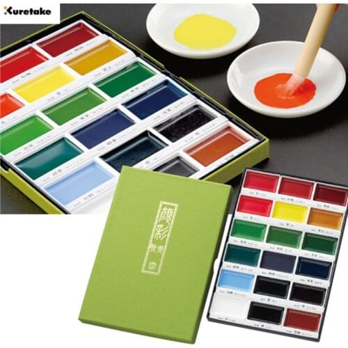 1set ZIG Kuretake 48 Colors Solid Watercolor Paint Set Watercolors Field Sketch Set for Painting Supplies