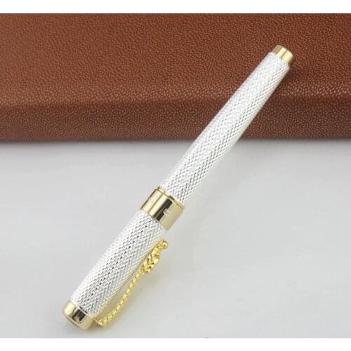 1pc/lot JINHAO Roller Ball Pen 1200 Caneta Silver Pens Gold Clip Business Executive Fast Writing Pen Luxury Dragon Pen 14*1.4 cm