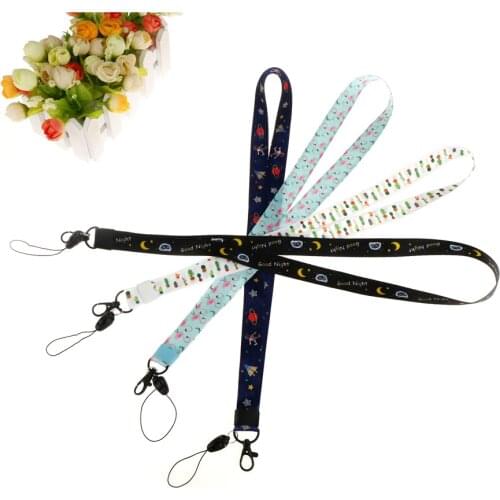 1pcs Cartoon Print Mobile Phone Neck Strap Cute Keys Lanyards ID Card Hang Rope ID Badge Holder Holiday Party Gift about 45cm