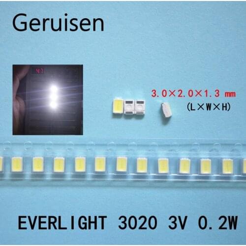 100PCS / LOT EVERLIGHT LED Backlight 0.5W 3V 3020 Cool white Notebook / Tablet Application 45-11-BFSB-61303501E-2T8-AM(LR)